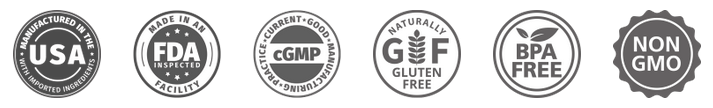 Made in USA, 100% natural, FDA approved, GMP certified badges for Trimara